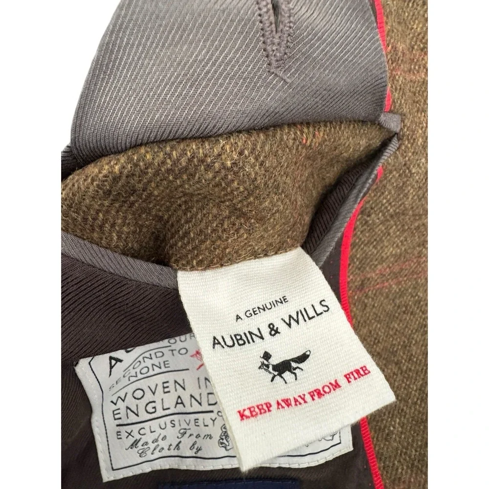 Auburn Willis BESPOKE Sport Coat English Fox Plaid Jacket Wool Blazer Sz Small